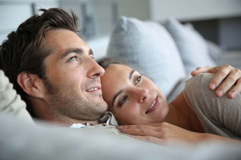 Couple listening to music